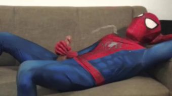 Gay Blowjob Horny Spiderman jerks off and cums massive load Nxgx