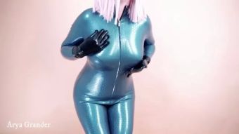 Pantyhose Hot Milk Nude Wearing New Latex Rubber Catsuit and Enjoy It! Panties