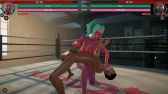 DonkParty Naked Fighter 3D [SFM Hentai game] wrestling mixed sex fight with giant tattooed red skin girl xxx 18