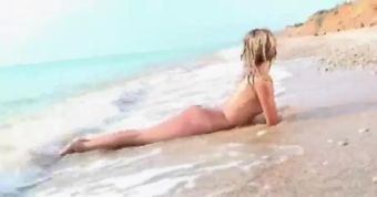 Anal Play Naked thin nude girl on the beach Oiled
