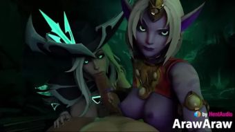 Gay Smoking Miss Fortune & Soraka Blowjob (with sound) 3d animation ASMR hentai League of Legends bj Perfect Body