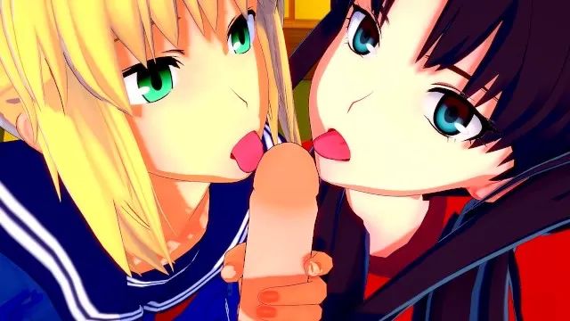 Celebrity Sex Fate/Stay Night: Fucking Rin and Saber at the Same Time (3D Hentai Uncensored) POVD