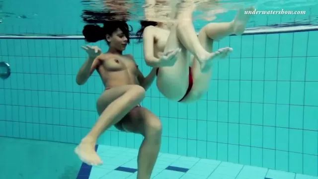 OxoTube Nina Markova and Zlata Oduvanchik swimming naked in the pool Newbie