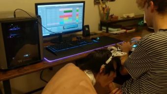 Masseur Working on a song while getting a bj/fucking Domination