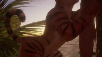 Hindi Female Tiger Orgasm / Squeezes His Dick (Cum Inside) | Wild Life Furry Public Nudity