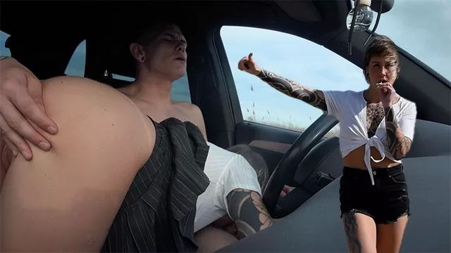 HClips POV: Pantyless TEEN SUCKS COCK for a ride / hitch-hiking without underpants Busty