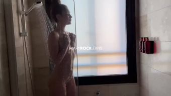 XXXShare A hot girl went to the shower and got so excited there that she brought herself to orgasm Footjob slave