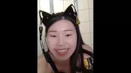 Korean Cyber cat Mina Rocket rides, squirts and shows her fluids LiveX