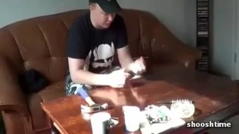 Huge Diabolic Teen Nails Himself to a Table Dick Sucking