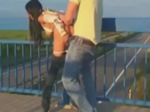 Amatuer Sex Carefree Teen Rides Dick at the Bridge NSFW