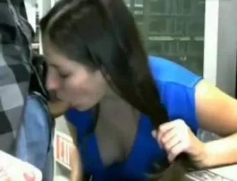 Topless Girlfriend Dared to Suck Dick in Library Pick Up