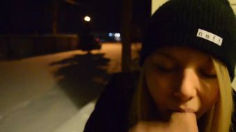 Pierced Girlfriend Gives a Swallowing BJ in Backyard 18andBig